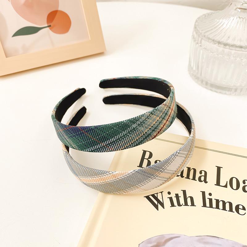 2 Stück/Set 2 cm dünner karierter Stoff-Haarreif für Frauen Mädchen tägliche Presse Haaraccessoires Koreanische JK Studentenuniform Kopfbedeckungen