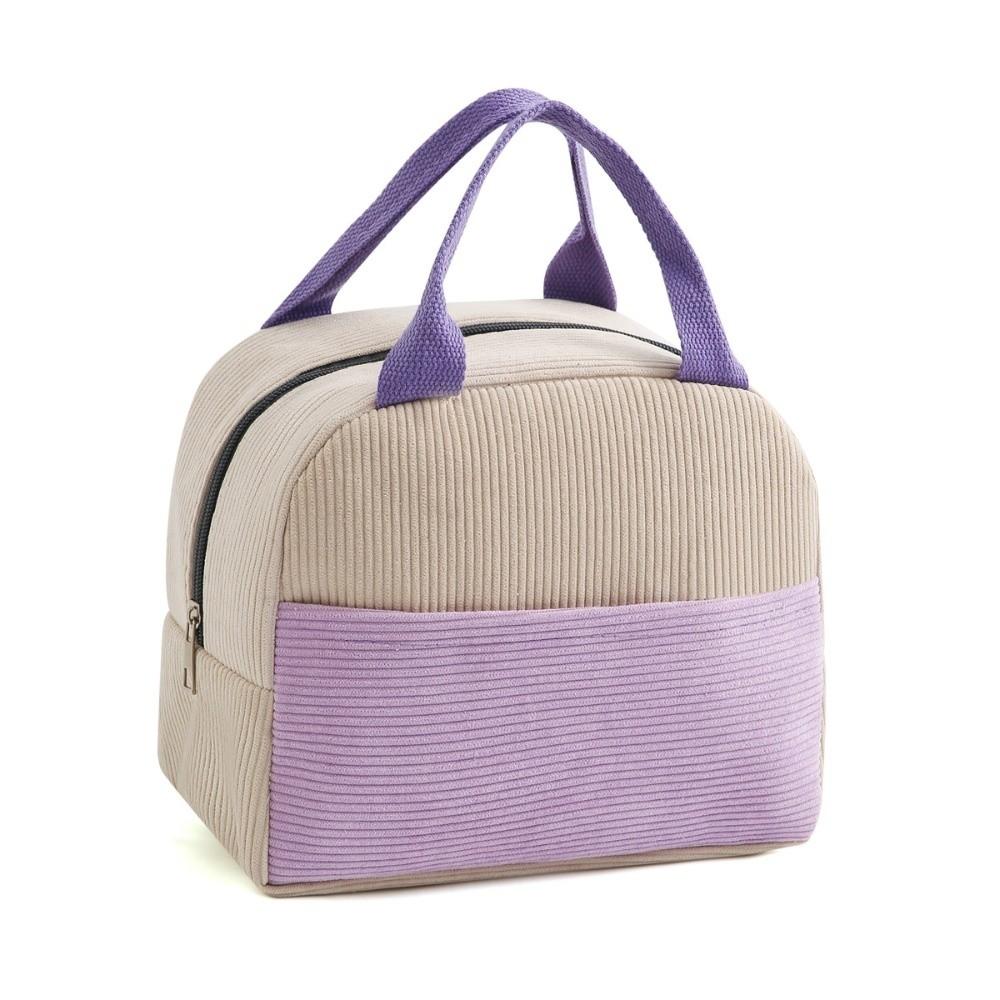 

Portable Corduroy Lunch Bag Hand-held Large Capacity Insulated Lunch Box Aluminum Foil Lunch Box Bag