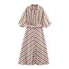 2026 Spring Elegant European & American Style Striped Midi Dress for Women