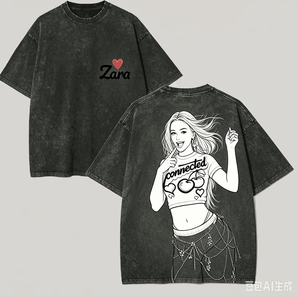 Zara Larsson for Fan Gift Washed T-shirt Men Women Harajuku Oversized Unisex Short Sleeve Streetwear High Quality Couples