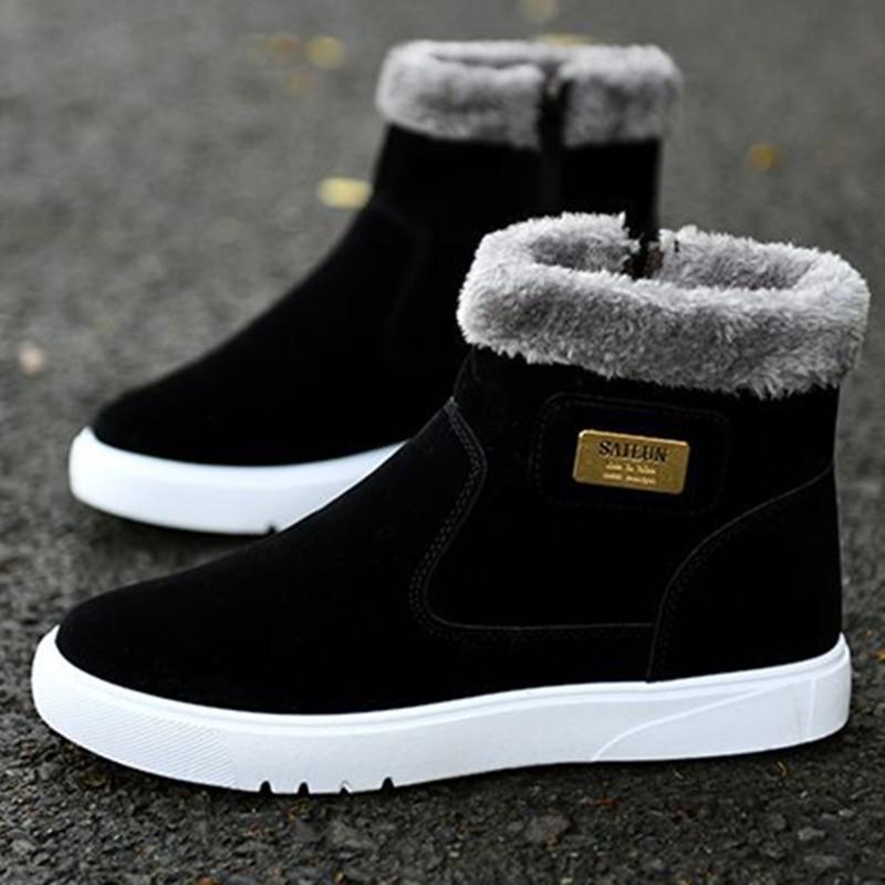 МодаМодные теплые мужские ботинки высокие зимние ботинки для снега кожаные меховые — фото 3