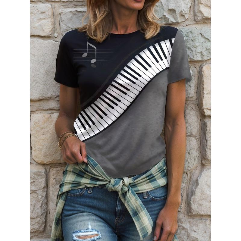 Summer Music Festival Women's T Shirt Graphic Geometric Vintage Stylish Classic Short Sleeve Crew Neck Regular Tops