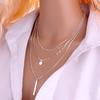 C025 Hot-Selling Copper Bead Chain Sequin Metal Strip Multi-Layer Necklace