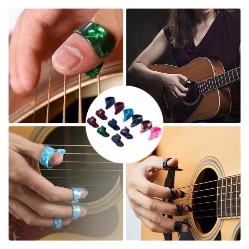 Nalaina Guitar Thumb Picks (24-Piece Set) - Includes 6 Thumb Picks and 6 Index Finger Picks. 12 Guitar Picks for Acoustic, Electric, Bass, and Beginne