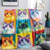 Colorful nine grid cat dog Print Flannel Blanket,High quality Comfortable for All Seasons,Home Decor,Warmth and Comfort,Perfect for Christmas Gifts