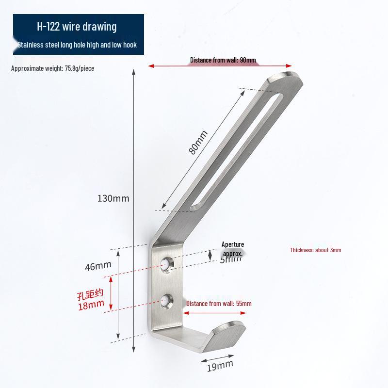 Black Stainless Steel Single Coat Hook for Cabinet, Door, Bathroom, and Kitchen