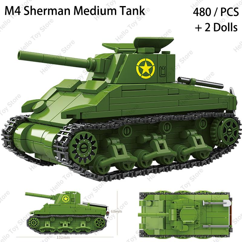 

Новые военные строительные блоки танка, средний танк M4 Sherman, модель оружия США WW2, танк, армейские солдаты, фигурки, кирпичи, игрушки для мальчиков, подарки Without Box