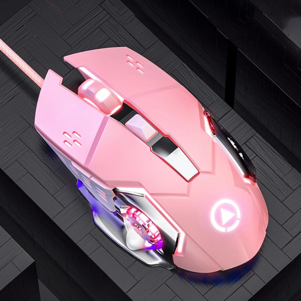 

7-Color Wired Mouse Illuminated Mechanical Mouse Fluent USB Mouse Computer Accessories розовый
