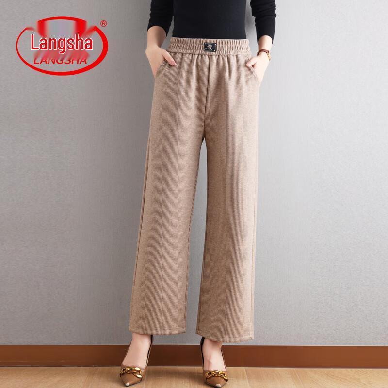 LangSha Women s Mid-Aged Spring Straight-Leg Casual Pants 2XL