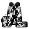 MJ Printed Backpack Lunch Bag Pencil Case Set for Kids Students