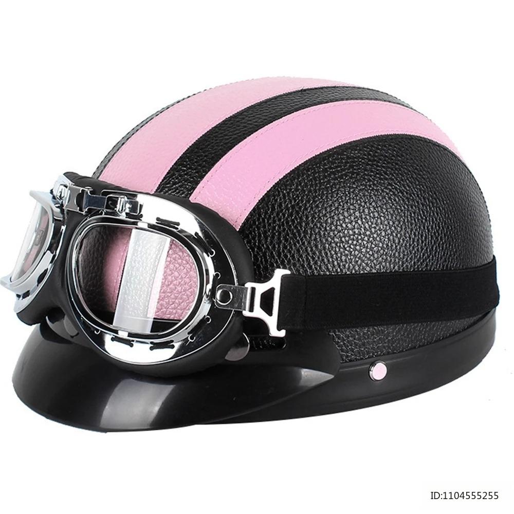 Vintage Half Helmet for Motorcycle Motorbike Leather Open Face Half Helmet Riding Casco Moto Scooter Moto Helmet DOT Approved