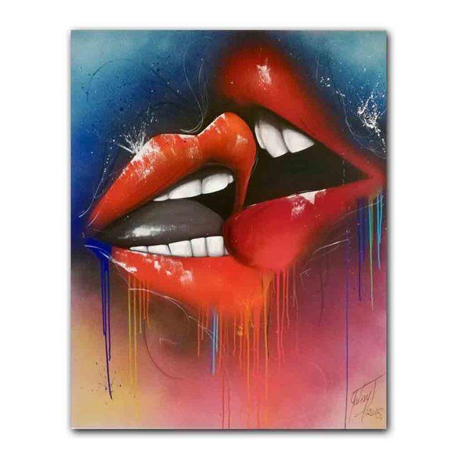 Nordic Graffiti Art Fashion Canvas Painting Sexy Lips Poster Office Wall Painting Living Room Bedroom Home Decoration Mural No Frame