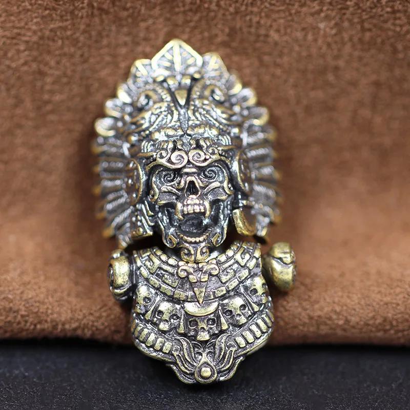 Chief Skull Head Brass Buckle EDC Outdoor DIY Woven Paracord Survival Bracelets Accessories Vintage Umbrella Rope Lanyard Beads