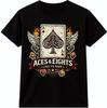 Poker Skull T Shirt Aces And Eights Dead Man Hand Biker Live To Ride Graphic Tee