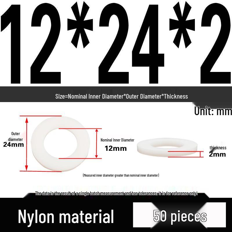 White Wear-Resistant Nylon Flat Washer Round Plastic Insulating Gasket M4-M20