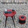 Portable Round Folding Picnic Table and Telescopic Stool Set for Outdoor Camping