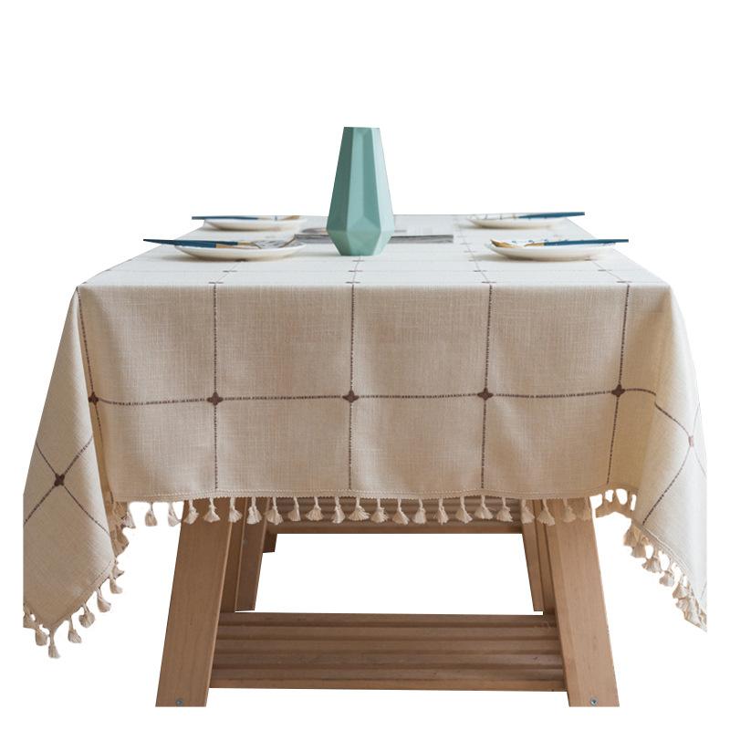 Tablecloth Large Plaid Dustproof Cotton And Linen Solid Color Home Hotel Restaurant Cloth Tablecloth Table Mat Can Be