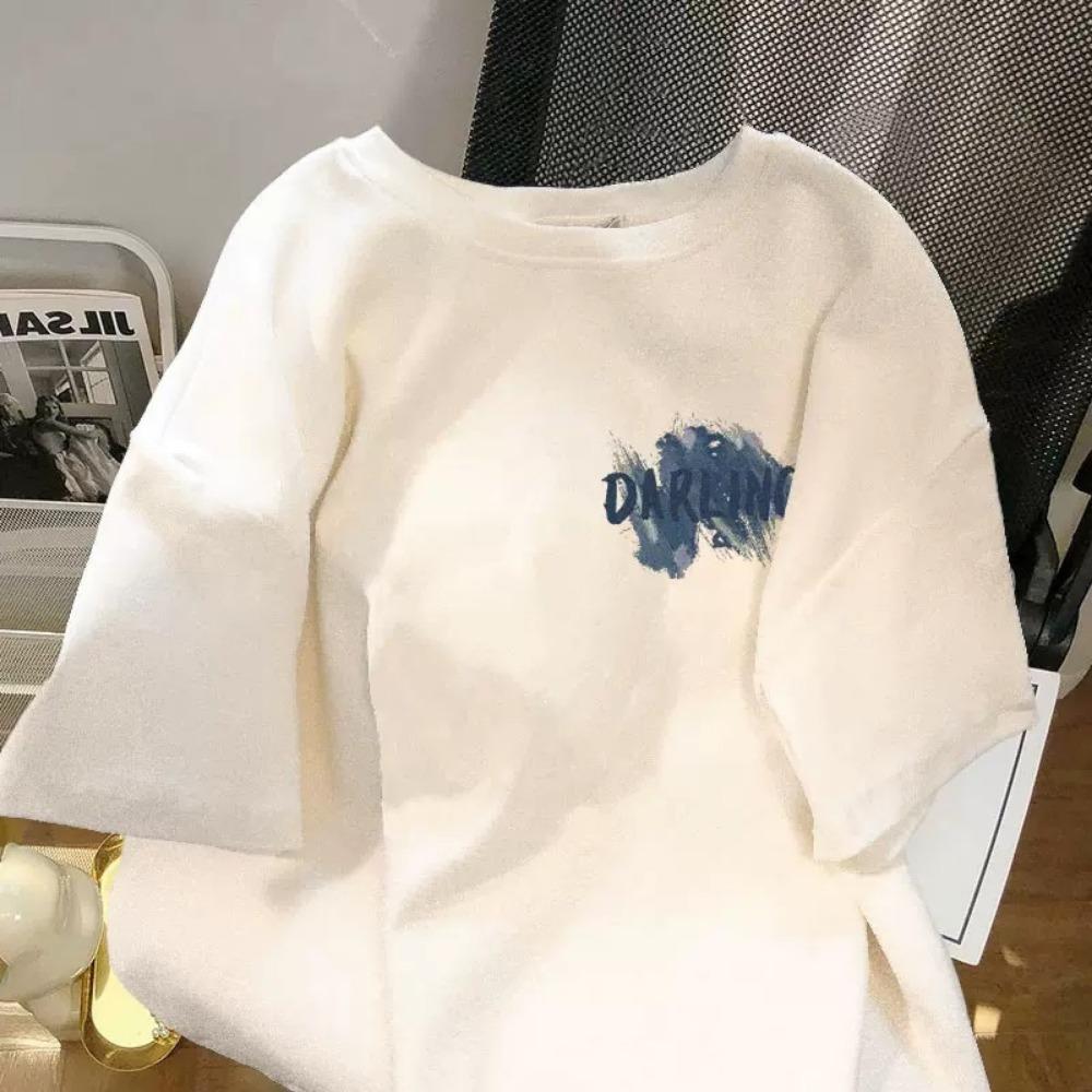 National Fashion T-shirt Women's Short Sleeve Design Loose Summer Hong Kong Style Retro White Half Sleeve Top