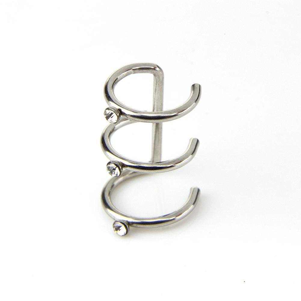 Diamond Earless Holes Stainless Steel Double Side C Cartilage Earrings Jewelry