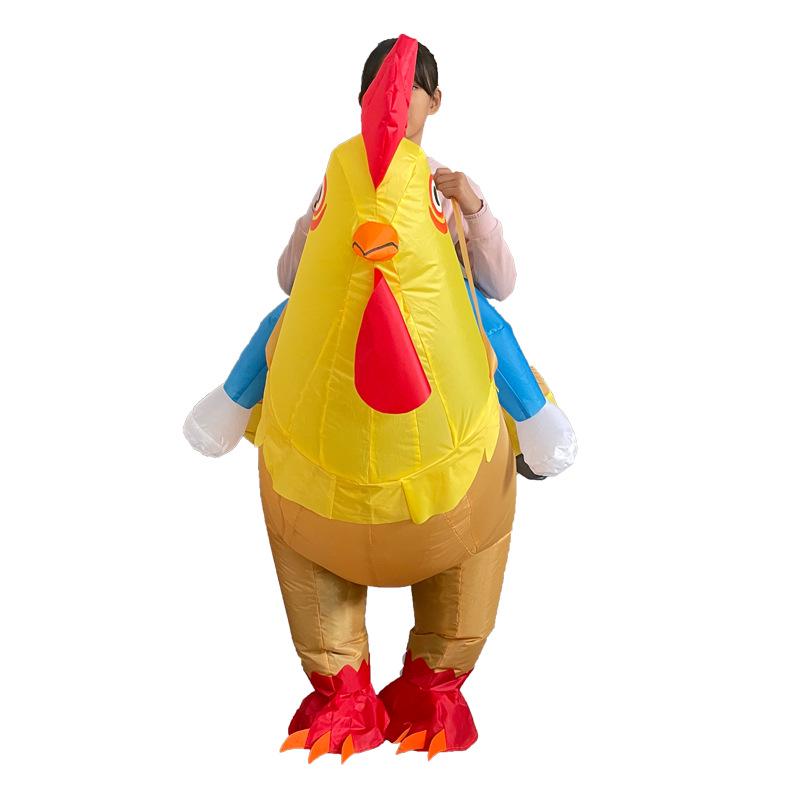 Colorful Feather Rooster Inflatable Costume - Children's Day Mascot Outfit for Outdoor Walking Performance