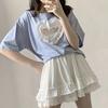 White Lace Mini Skirt for Women Girl A-line Short Skirt Kawaii Cute Preppy Style Student High Waist Clothes