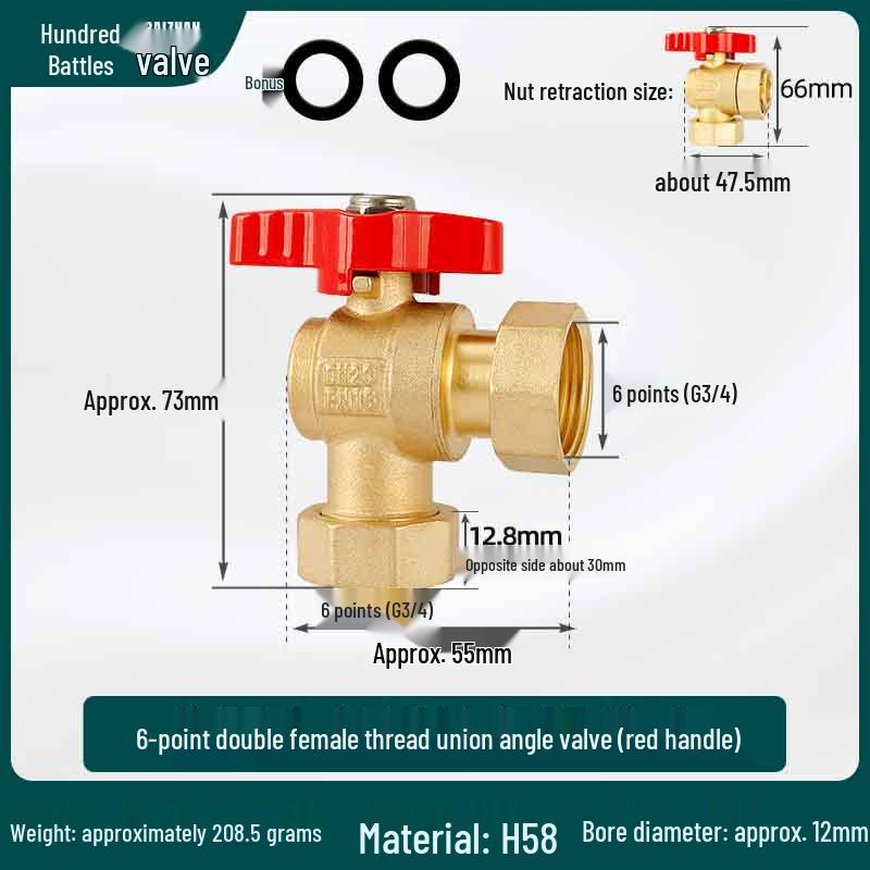 All-Copper Valve Manifold: Three-Way Union, Male/Female Thread Ball Valve for Underfloor Heating and Wall-Hung Boilers