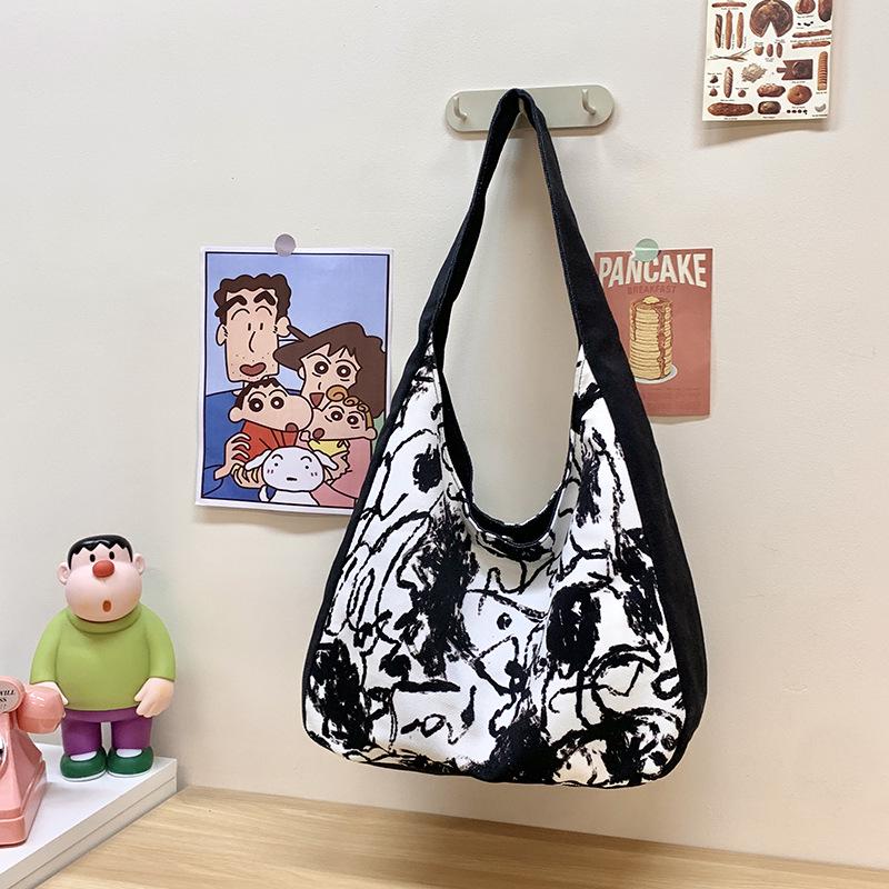 European & American Style Canvas Crossbody Tote: Large Capacity, Literary, for College Students & Commuting