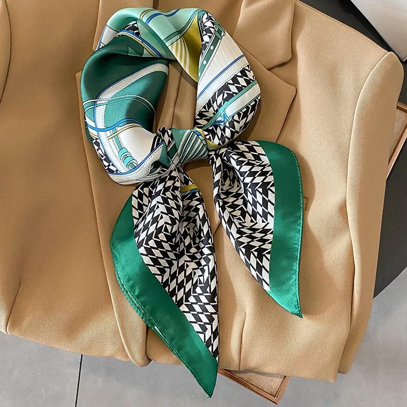 New Floral Print Shawl Design Silk Square Scarf Women Female Wrap Headkerchief Hijab Beach Stoles Hair Band Echarpe Bandana 2023