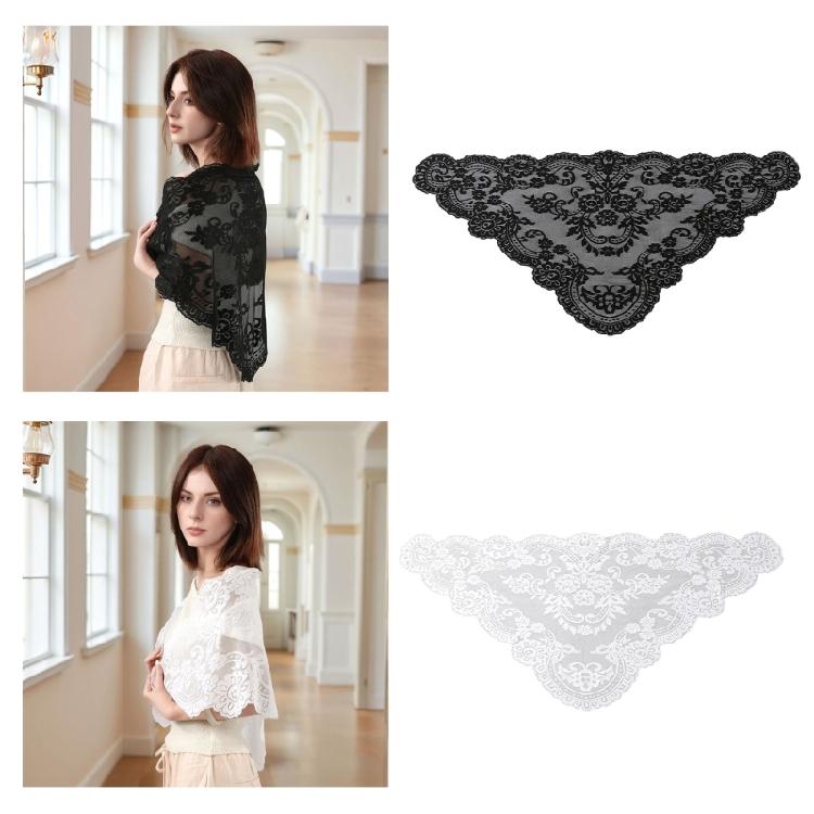 Lenço Bordado Elegante Cobertura Triangular para a Cabeça Lenço Multifuncional Tecido de Poliéster Para Festa de Casamento