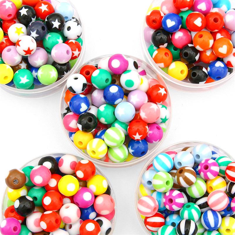 Handmade Bracelet Beads Acrylic Color Round Beads Diy Handmade Beading Materials Homemade Colorful Bracelet Necklace Pendant Jewelry Loose Beads