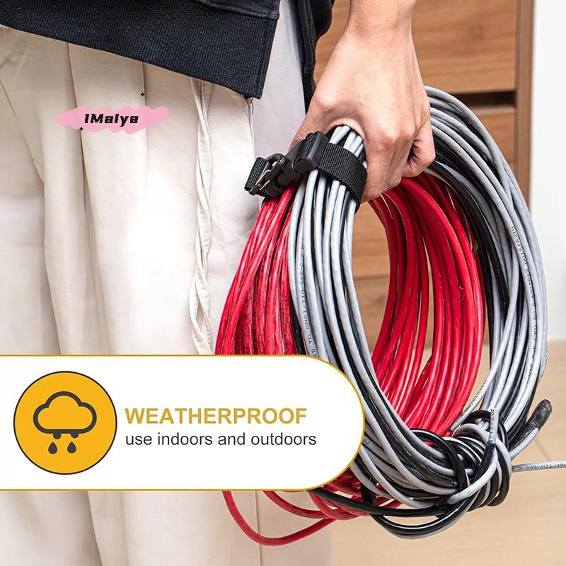 45cm Black Adjustable Extension Cord Organizer Heavy-Duty 3-Axis Buckle Storage Strap for Workshop And Garage Organization