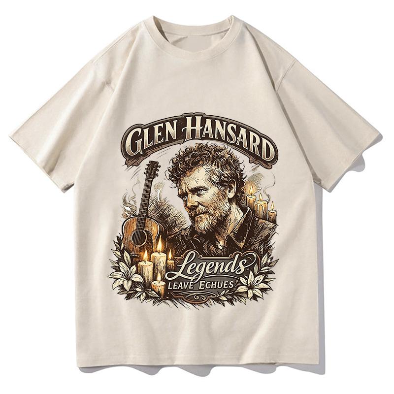 Glen Hansard Print Tshirts Unisexs Unisex Vintage Tee Student Fashion Design Vacation Tops Unisex Casual Aesthetic Tops Clothes