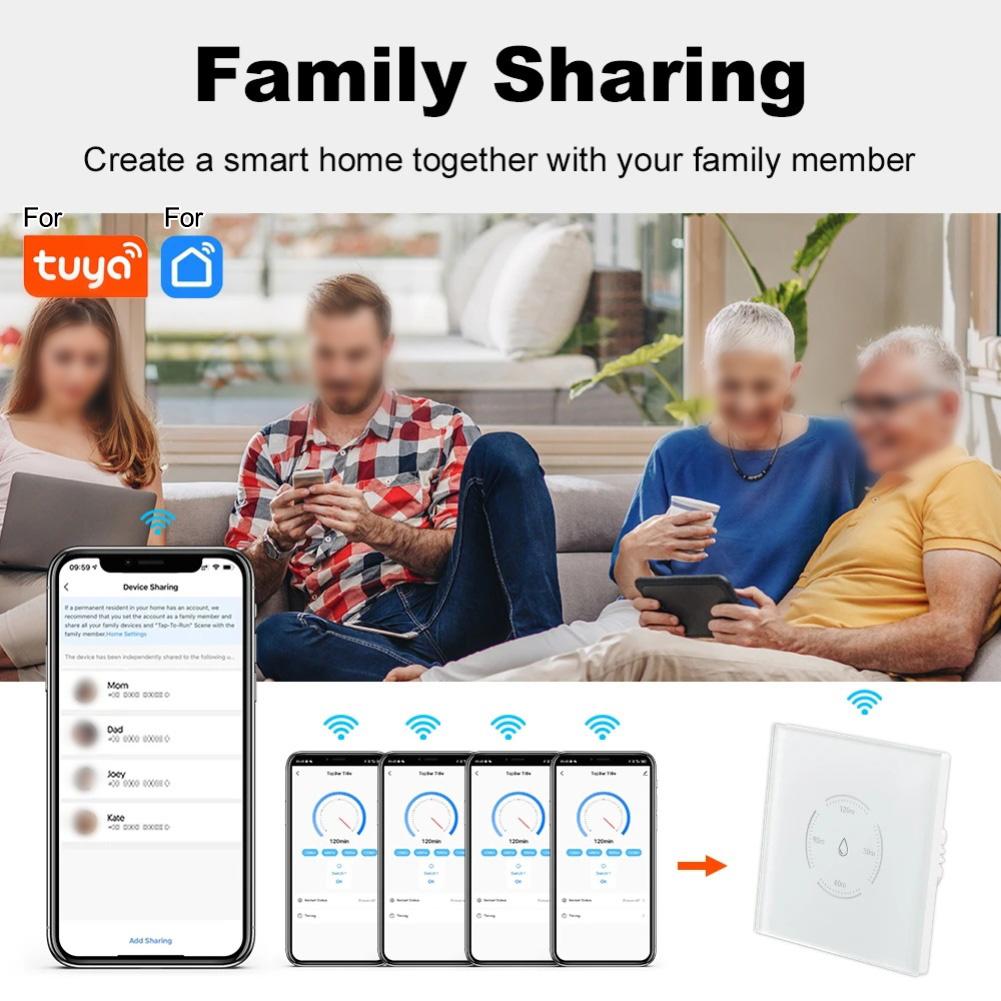 For Tuya WiFi Smart Boiler Switch 40A Water Heater Control Panel with Voice Activation for Alexa and Remote App