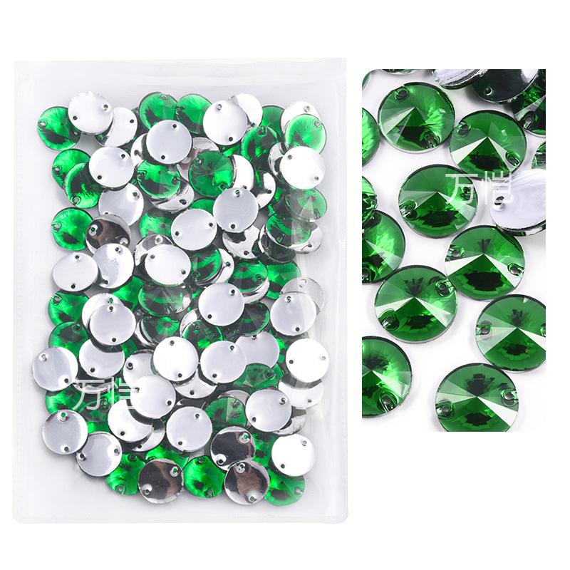 Resin Double Hole Flat Bottom Satellite Hand Seam Drill, Plated Bottom Tip Flat Buckle Diy Clothing Accessories Round Hand Seam Stone