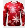 Weihnachten Herren T-Shirt 3D Druck Rentier/Schneemann Grafik Lässiges Langarm Rundhals Shirt Frühling & Herbst Kleidung Grafik
