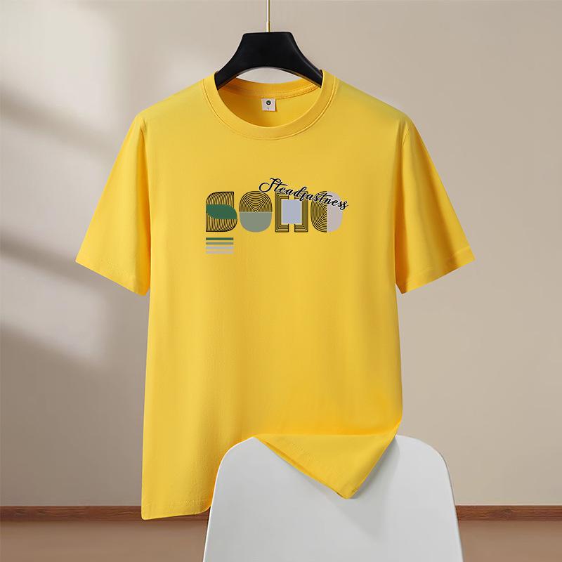 

Oversized S-6XL Mens Trendy Cotton Short Sleeve T-Shirt Man Round Neck Casual Tee XXXL жёлтый