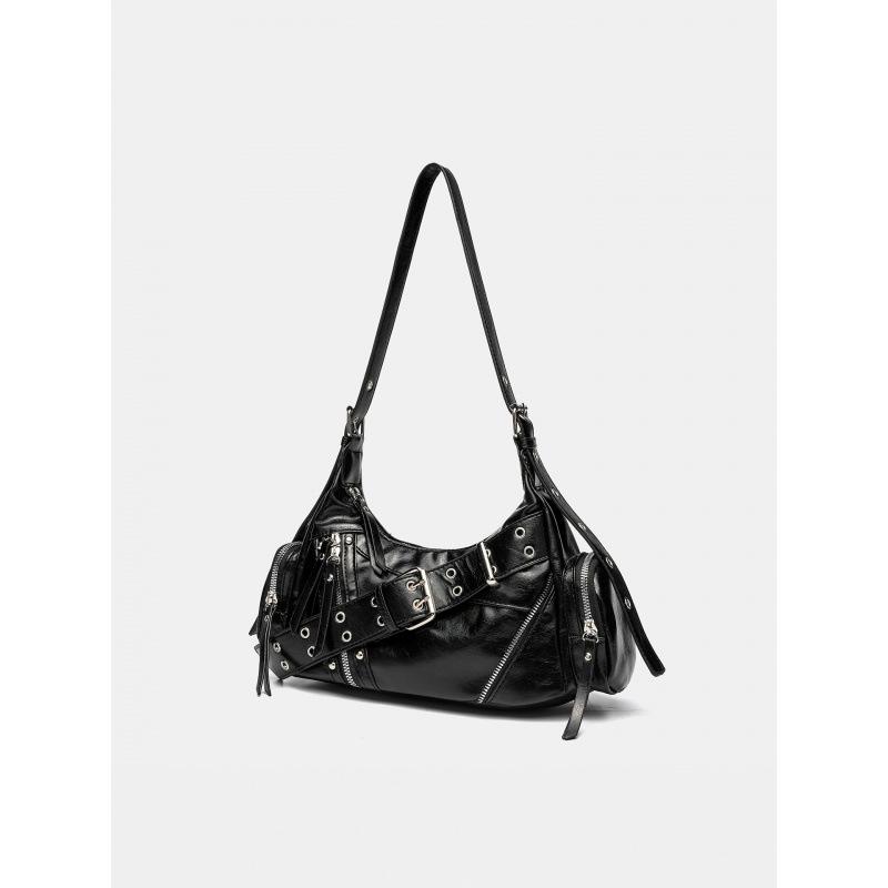 2026 Women's Retro Motorcycle Single Shoulder Bag - Large Capacity Versatile PU Leather Crossbody