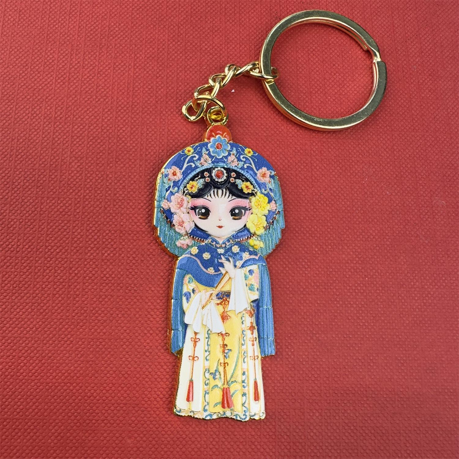 Beijing Opera Face Painting Cultural Keychain: Mu Guiying, Xi Shi, Yang Guifei Souvenirs