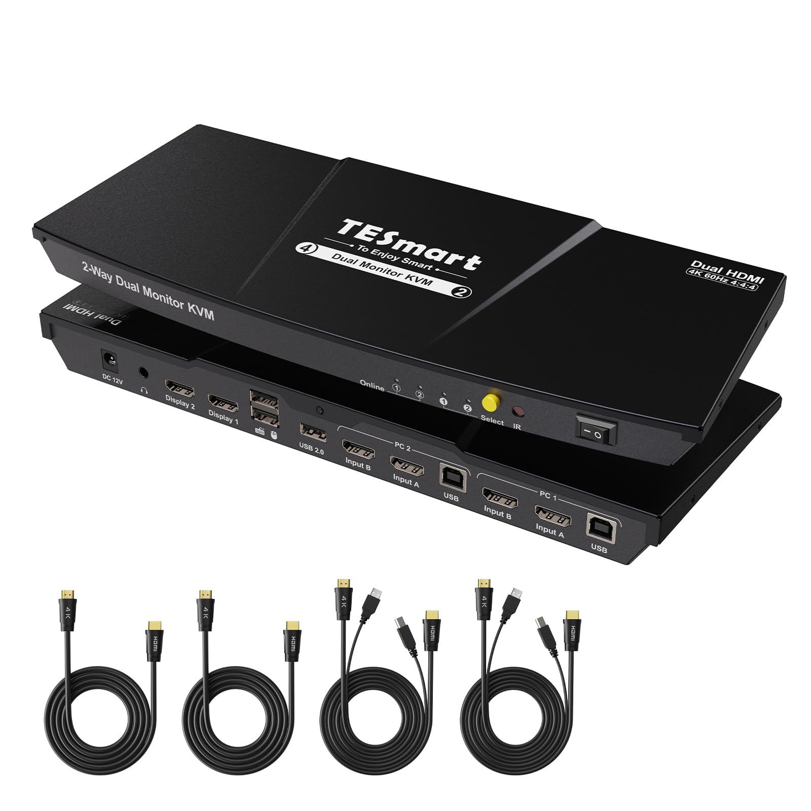 

TESmart KVM Switch 2 Input 2 Output Dual Monitor KVM HDMI 2 Port Switcher 2 Computers 2 Display Switcher 2PC 2 Screen KVM Switcher Powerful Mouse