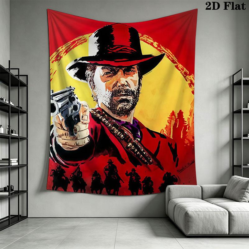 Red Dead Redemption Wall Hanging Printed Fabric Blanket Decorative Tapestries for Bedroom Living Room Home Decor
