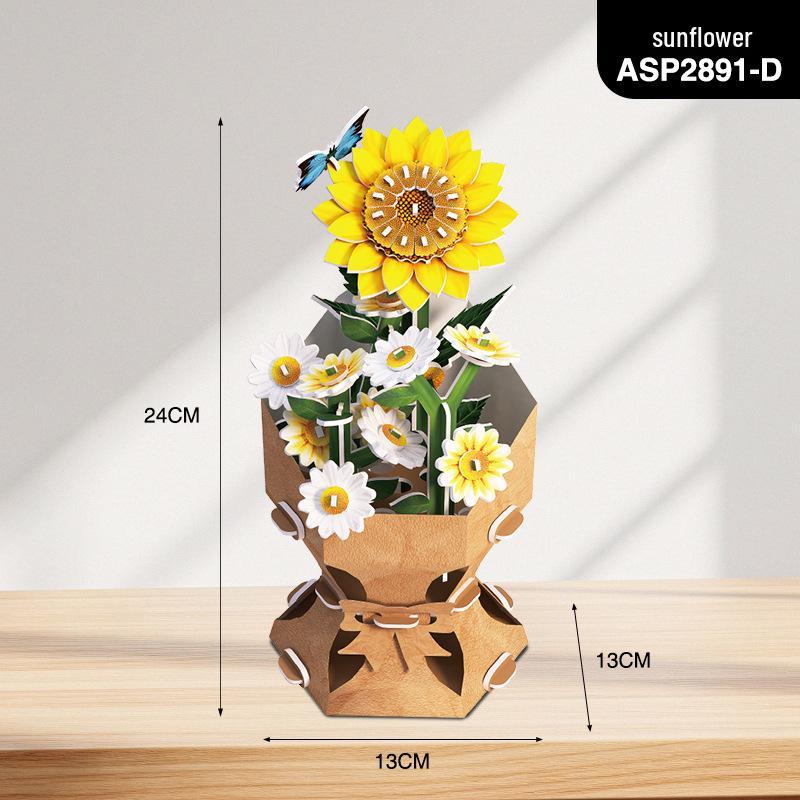 Creative 3D Bouquet Puzzle: DIY Handmade Stereo Ornament, Perfect for Holidays and Birthdays