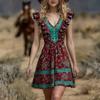 Women's Dress Casual Flowy Dresses  V-neck Vocation Boho Beach Sundress