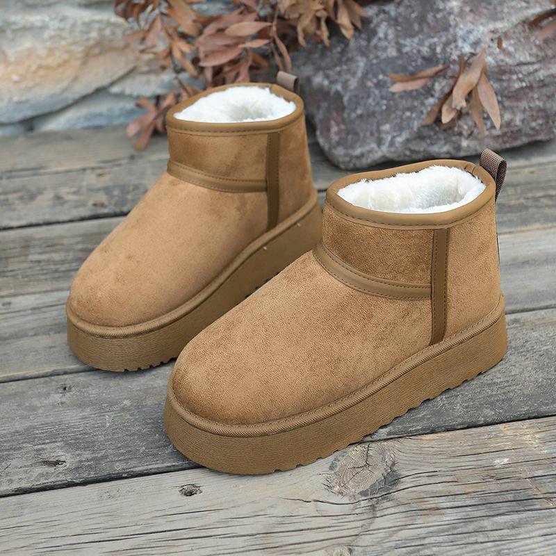 Luxury Winter Women Short Plush Warm Snow Boots Casual Shoes New Suede Fur Chelsea Ankle Boots Flats Platform Ladies Shoes