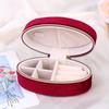 1pc Retro Oval Velvet Mini Portable Jewelry Box For Rings Earrings Bracelets Necklaces Zipper Jewelry Box (about 11*6CM)
