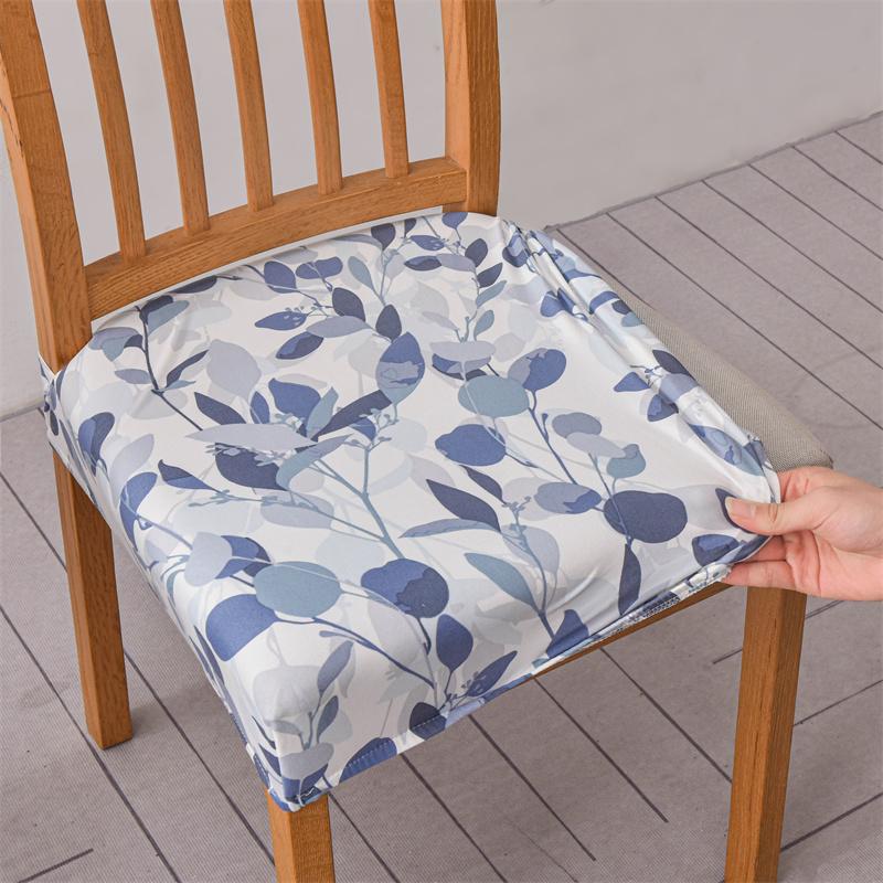Flowers Printed Dining Chair Seat Cover Stretch Spandex Chair Covers Elastic Chair Slipcovers for Home Banquet Office Hotel