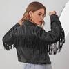 Giacca di jeans da donna con frange Giacca corta invecchiata Amazon Denim Tops
