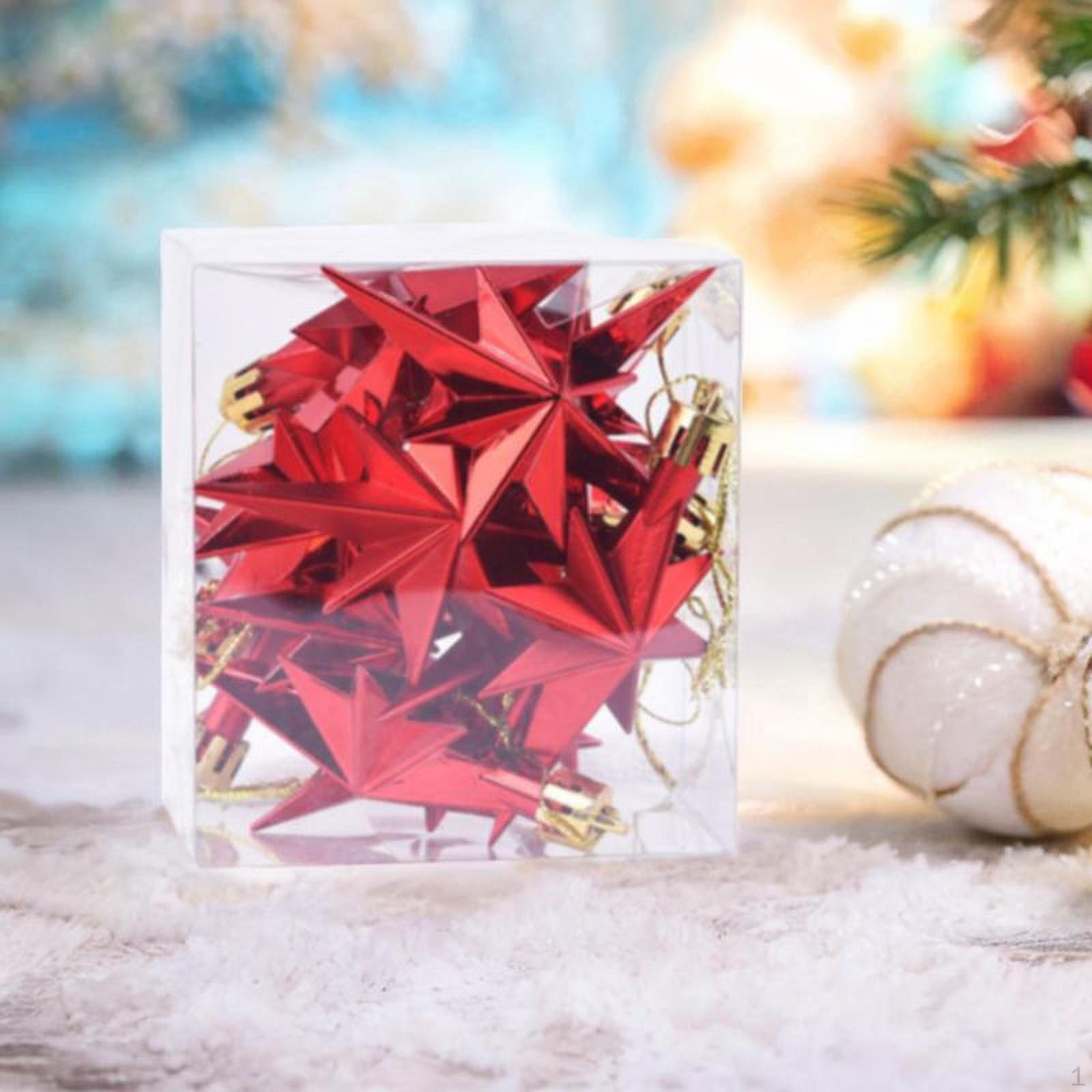 

12 Pieces Star Hanging Ornaments Christmas Decorations Lovely Xmas Decor Charm Pendants for Holiday Red