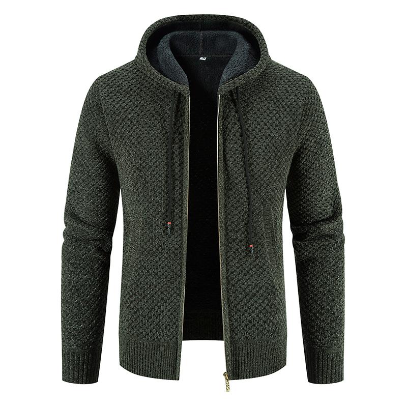 High Quality Winter Men Cardigan Sweater Thick Warm Hooded Casual Sweatercoat Mens Solid Zipper Knitted Cardigan Sweaters Men