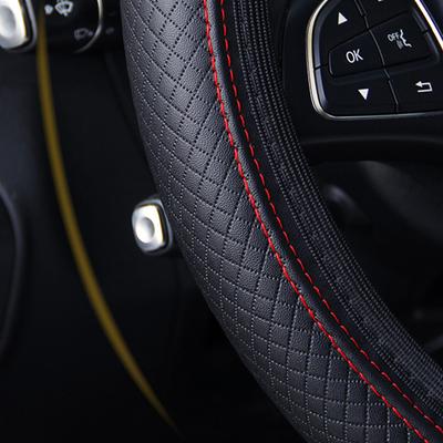 Auto Lenkradbezug Atmungsaktiv Rutschfest PU Leder Lenkradbezüge Guter Grip Geeignet 37-38cm Auto Dekorationszubehör