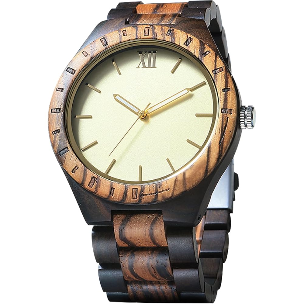 Rorios Men s Quartz Watch Natural Wood Lightweight Analog Wristwatch with Luminous Feature